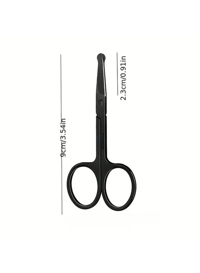 Black Nose Hair Trimmer with Safety Scissors for Face Ear Eyebrow Portable Home Travel - Image 3